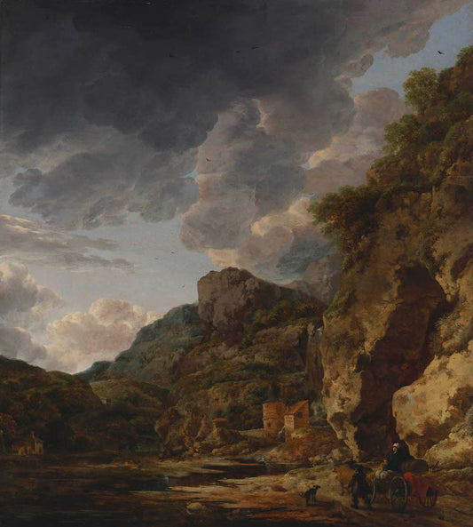 Mountain Landscape with River and Wagon Gm-00055501